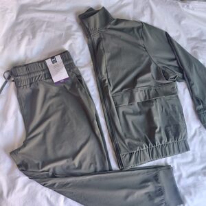 Olive Green Track Jacket and Pants Set